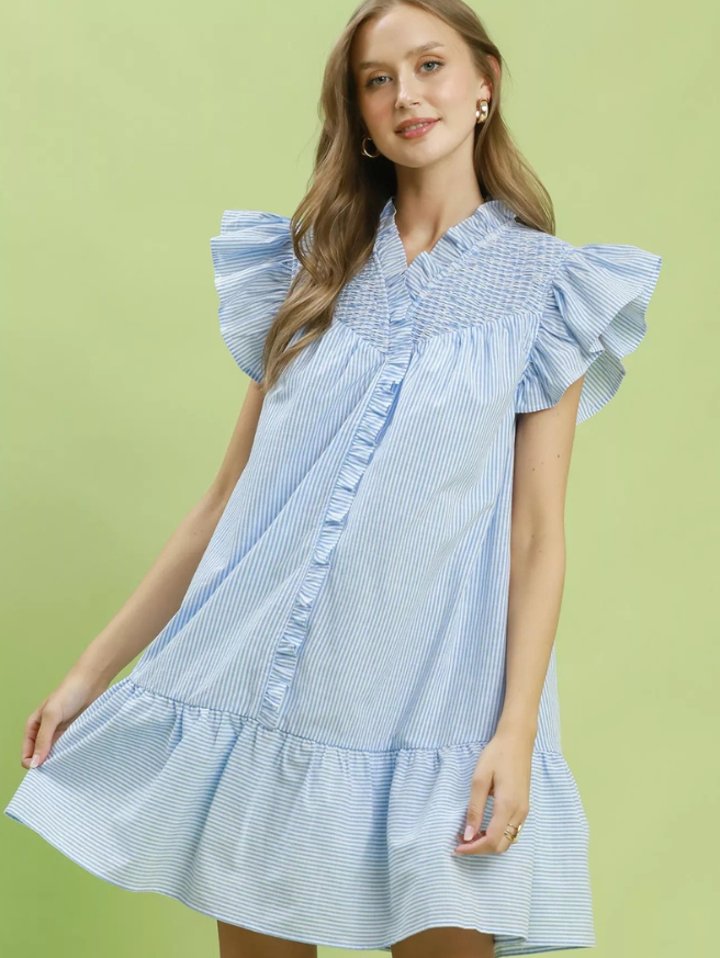 Annalise Stripe Ruffle Mini Dress
