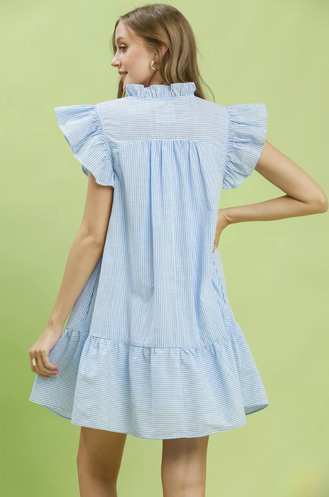 Annalise Stripe Ruffle Mini Dress