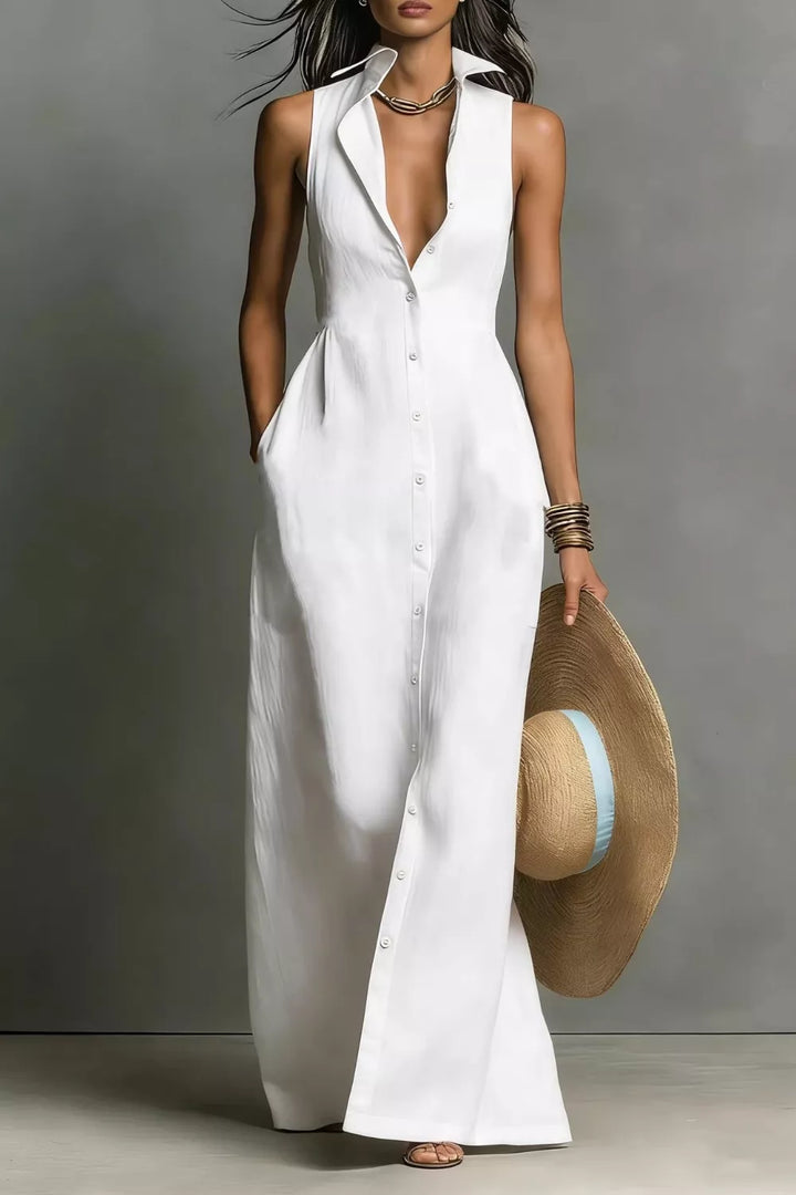 Primrose Collared Button Up Maxi Dress