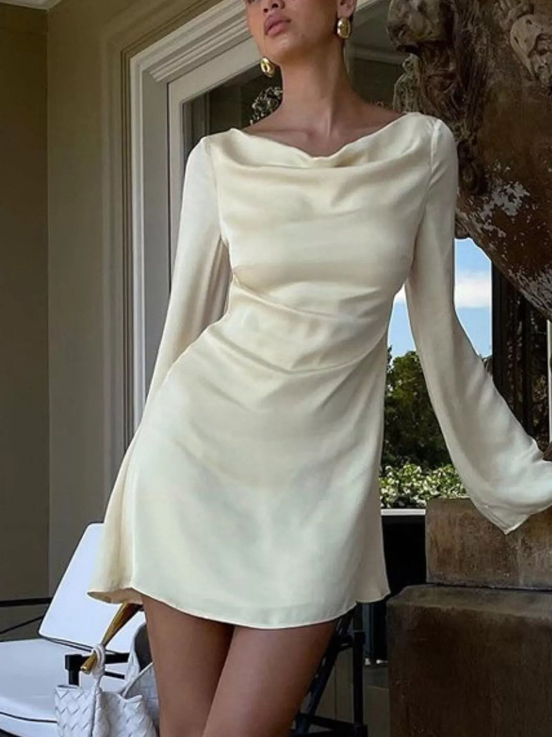 Solera Backless Long Sleeve Mini Dress – Amé